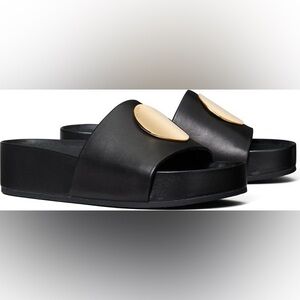 Tory Burch Patos Black Platform Slide Sandal